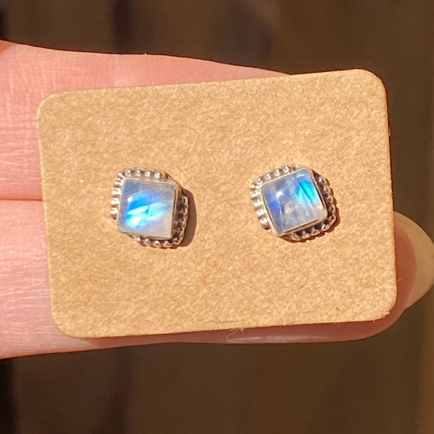 Moonstone square studs