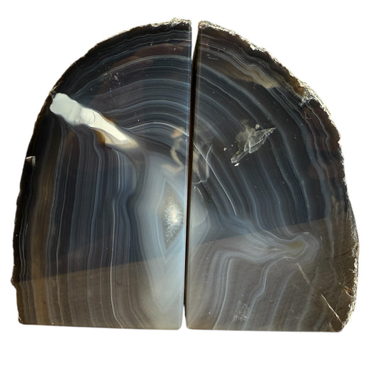 Agate book ends navy dark natural