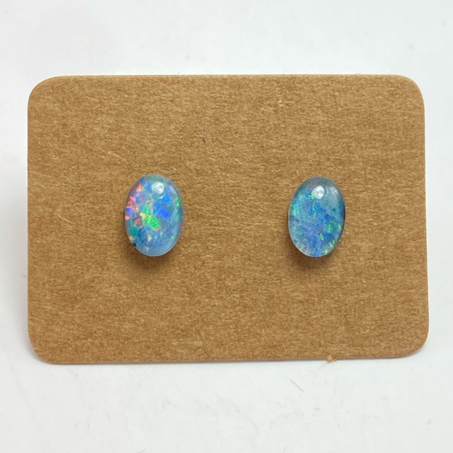 7x5mm Australian opal studs stainless steel backings