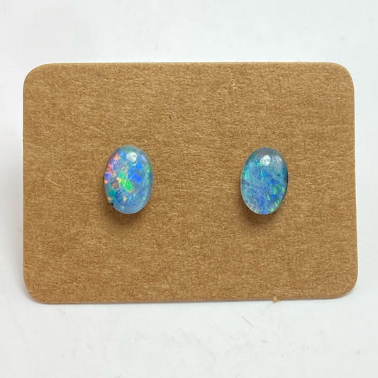 7x5mm Australian opal studs stainless steel backings
