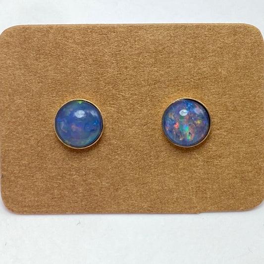 Australian opal 6mm sterling silver gold plated studs
