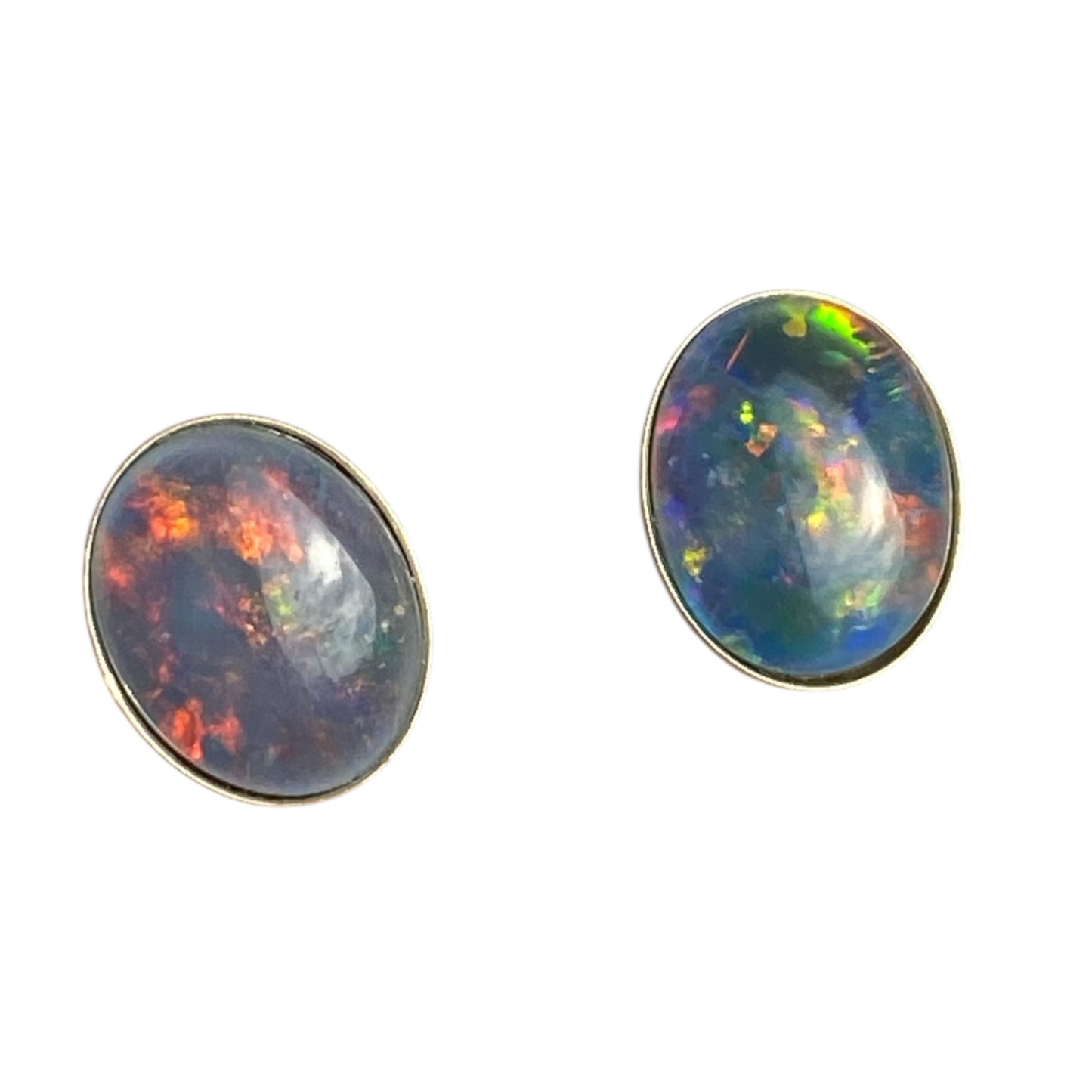 Australian opal 8x10mm sterling silver studs