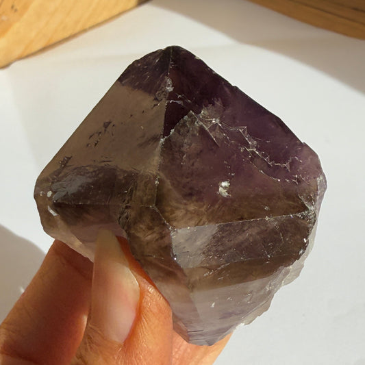 Australian Amethyst with natural smoky quartz terminator