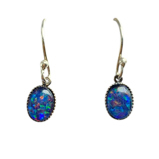 Australian Opal earrings 8x6mm sterling silver