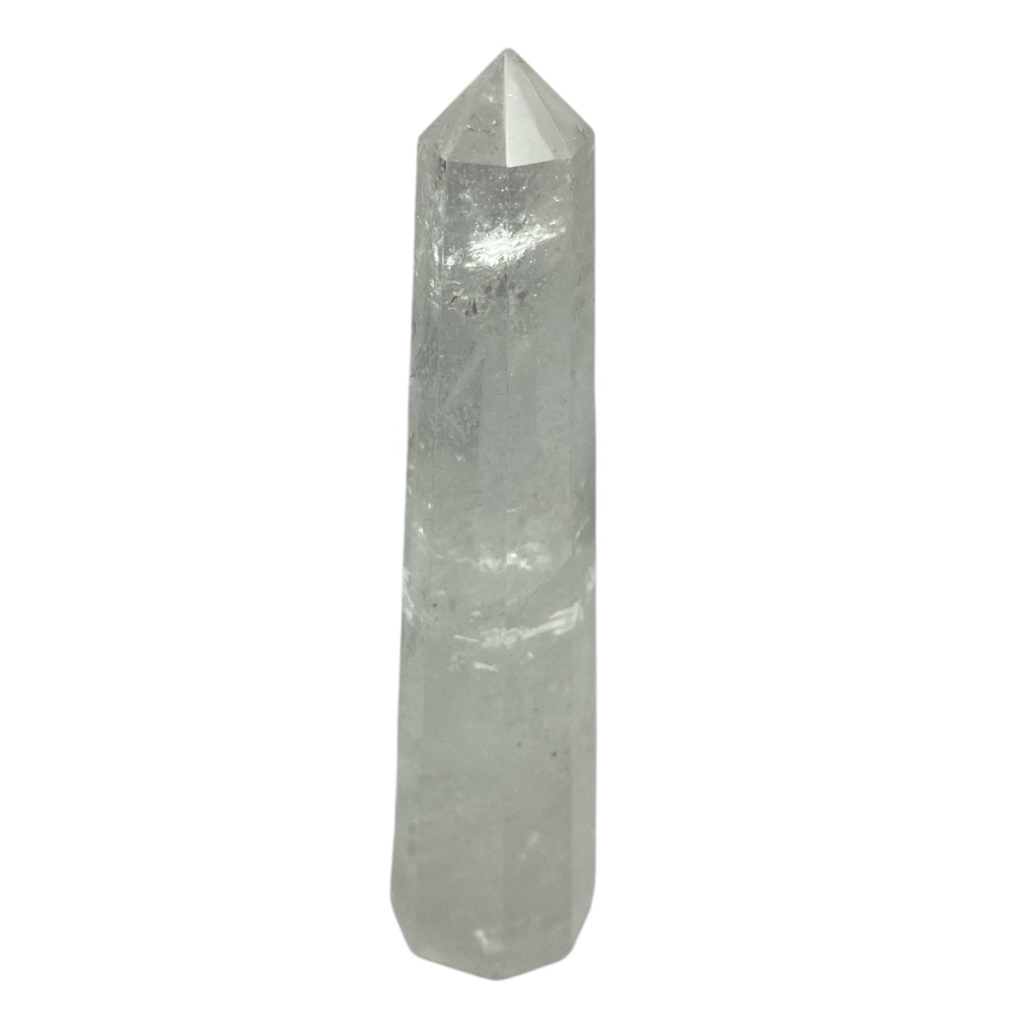 Clear Quartz obelisk with rainbow inclusions