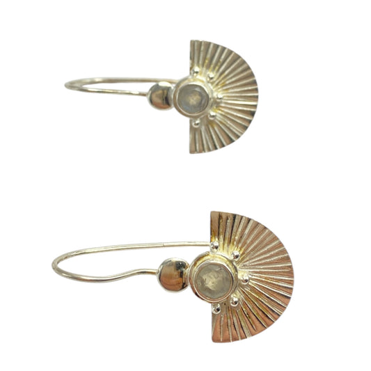 Silver moonstone fan earrings