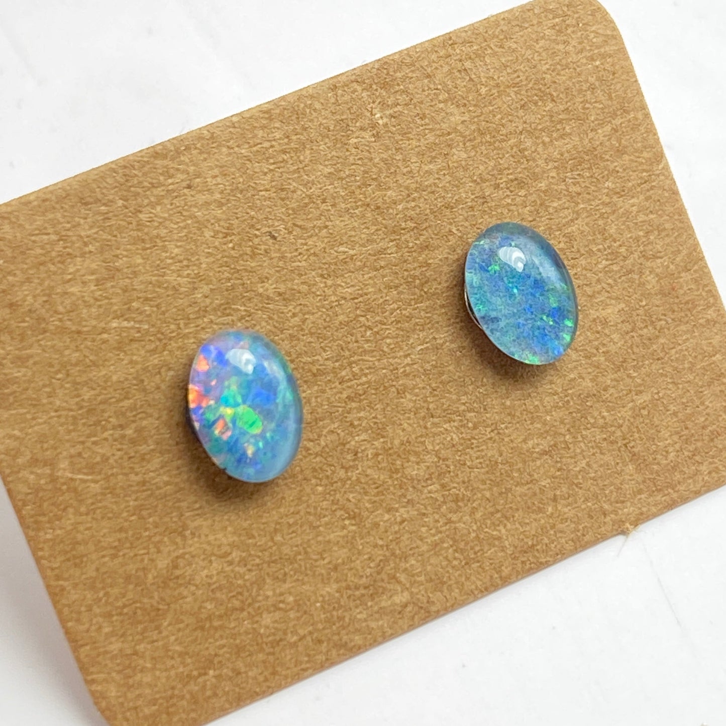 7x5mm Australian opal studs stainless steel backings