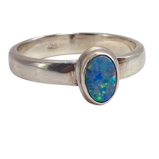 Australian opal sterling ring size 6