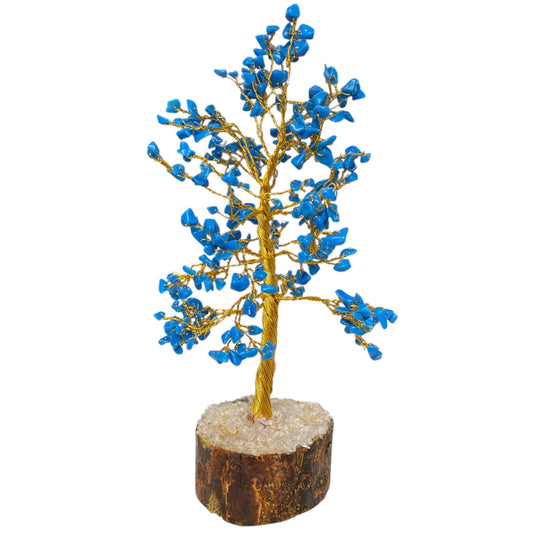 Turquoise tree wooden trunk and base