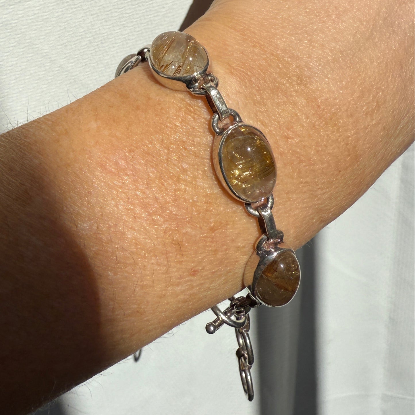 Rutilated Quartz sterling silver bracelet
