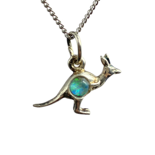 Kangaroo opal charm sterling silver pendant