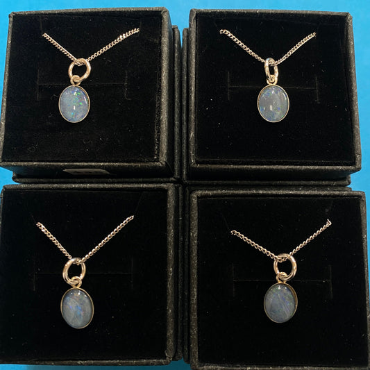 4 Australian opal pendants 8 x10mm