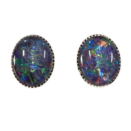 Australian Opal 8x10mm sterling earring