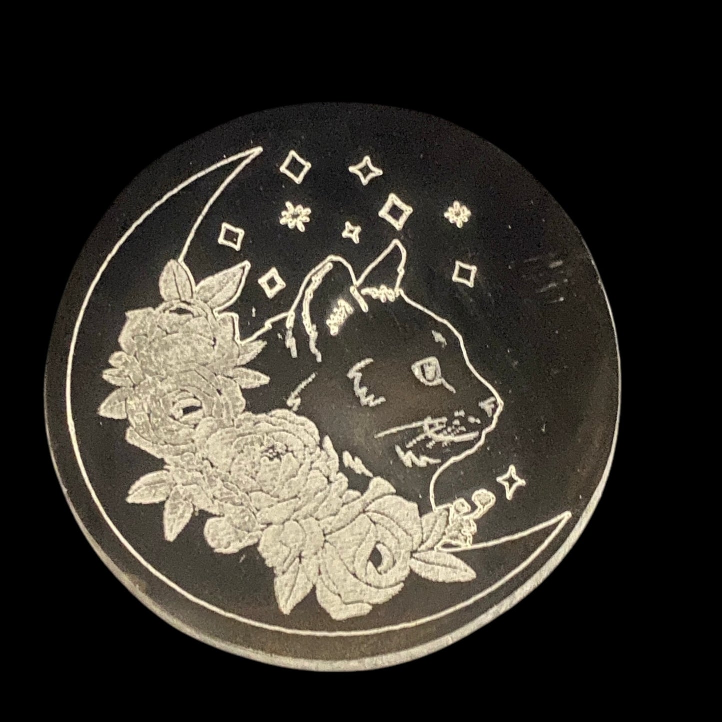 Selenite cat moon plate 10cm