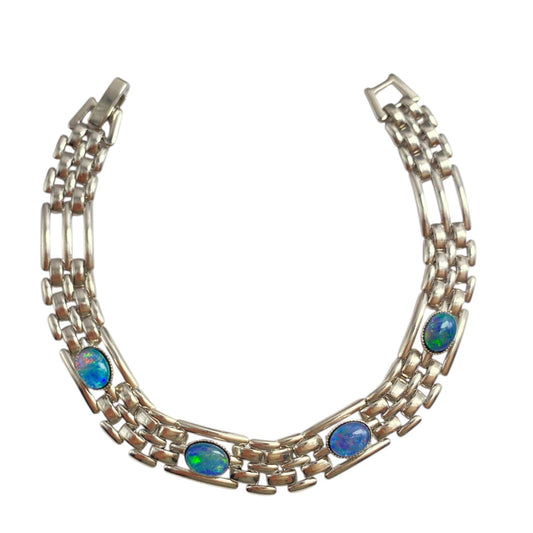 Opal bracelet 4 stone 7x5mm Australian Triplets