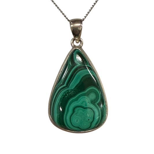 Malachite and Chrysocolla Sterling silver pendant