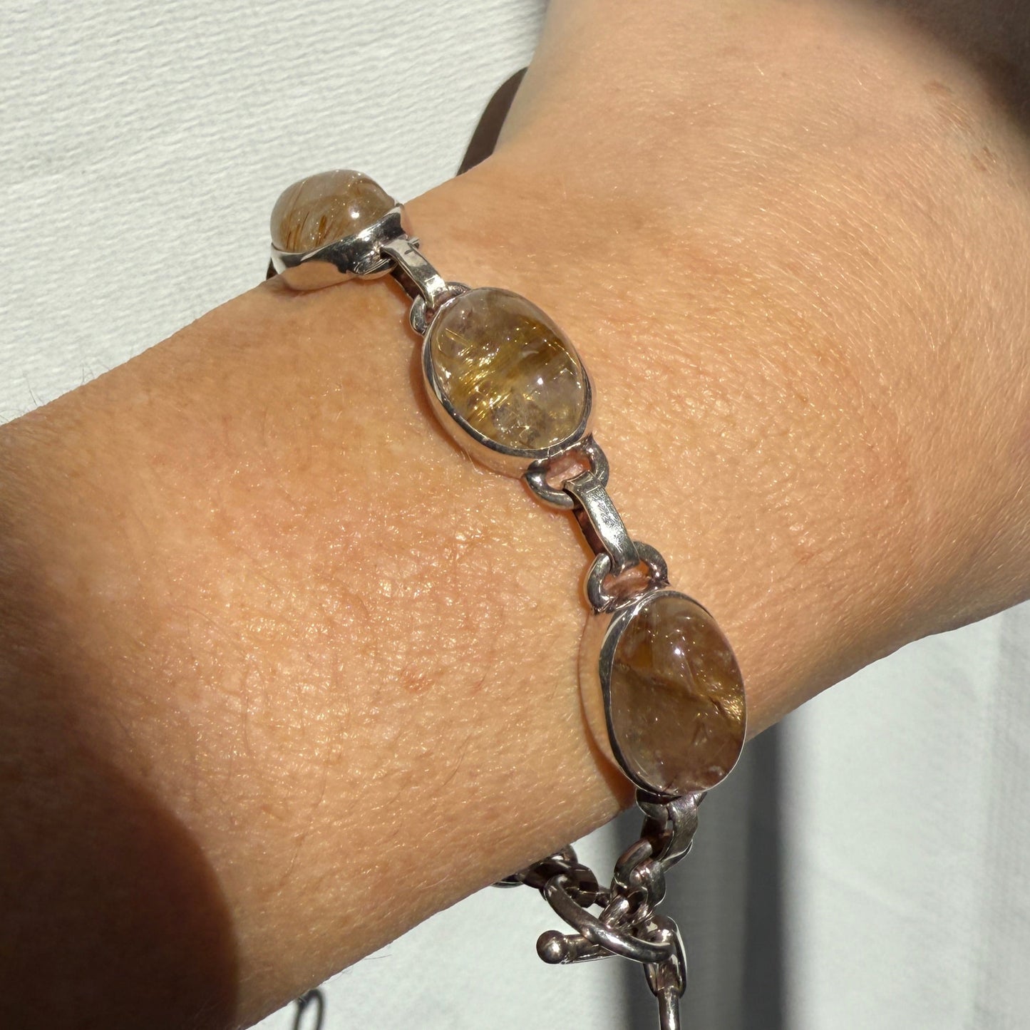 Rutilated Quartz sterling silver bracelet