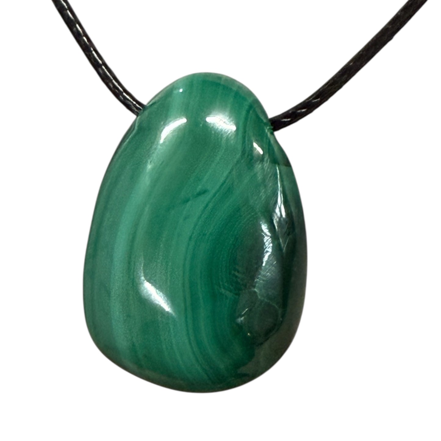 Malachite pendant on black cord