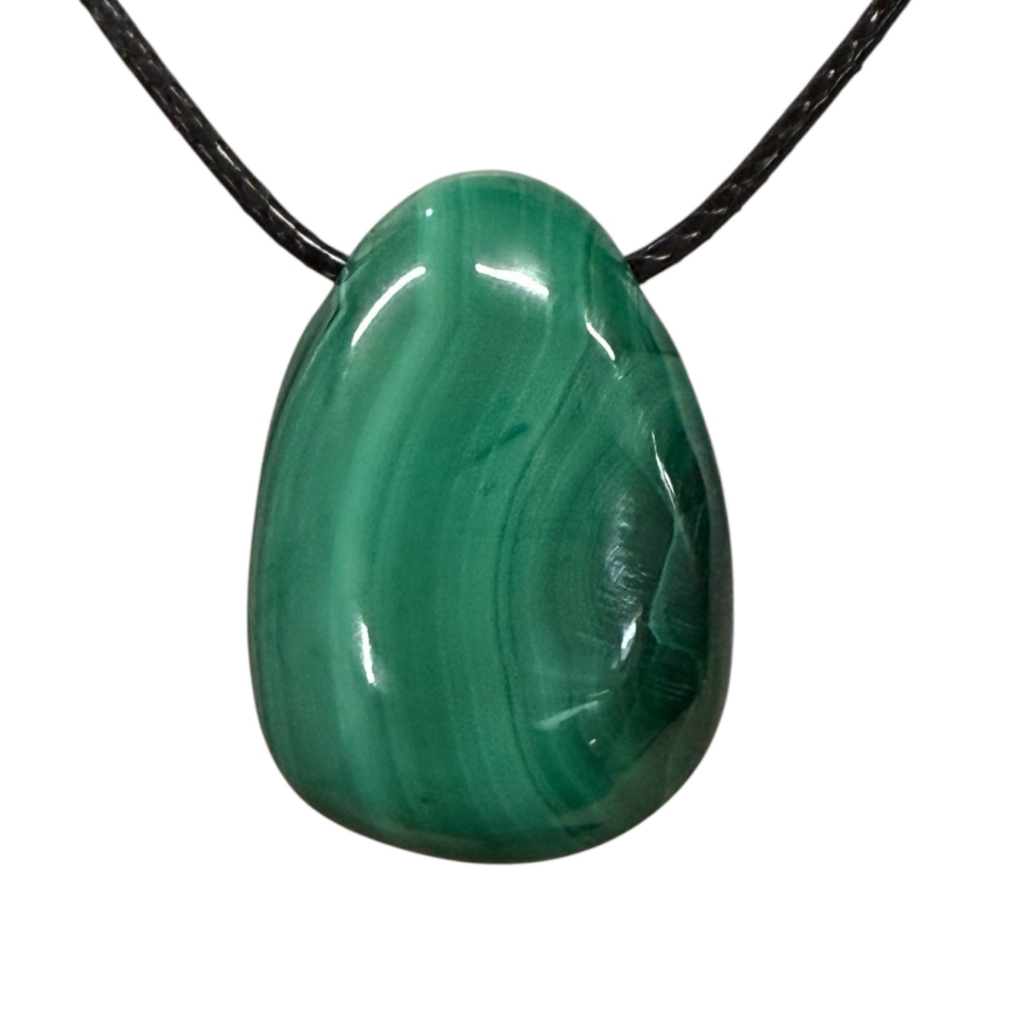 Malachite pendant on black cord