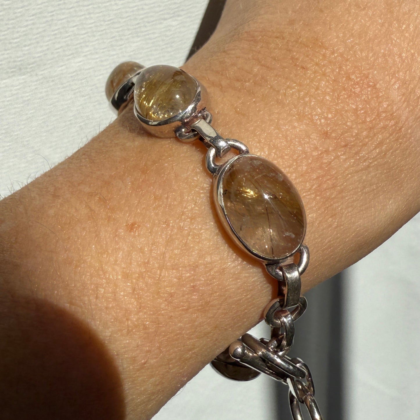 Rutilated Quartz sterling silver bracelet
