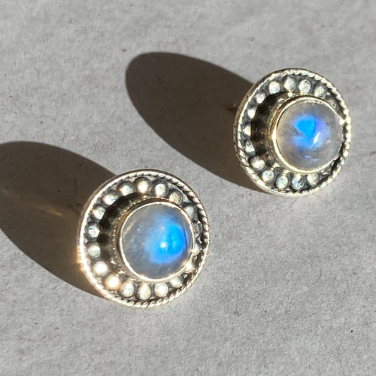 Moonstone studs sterling silver