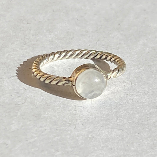 Moonstone 6mm sterling silver twisted band ring size 5.5US