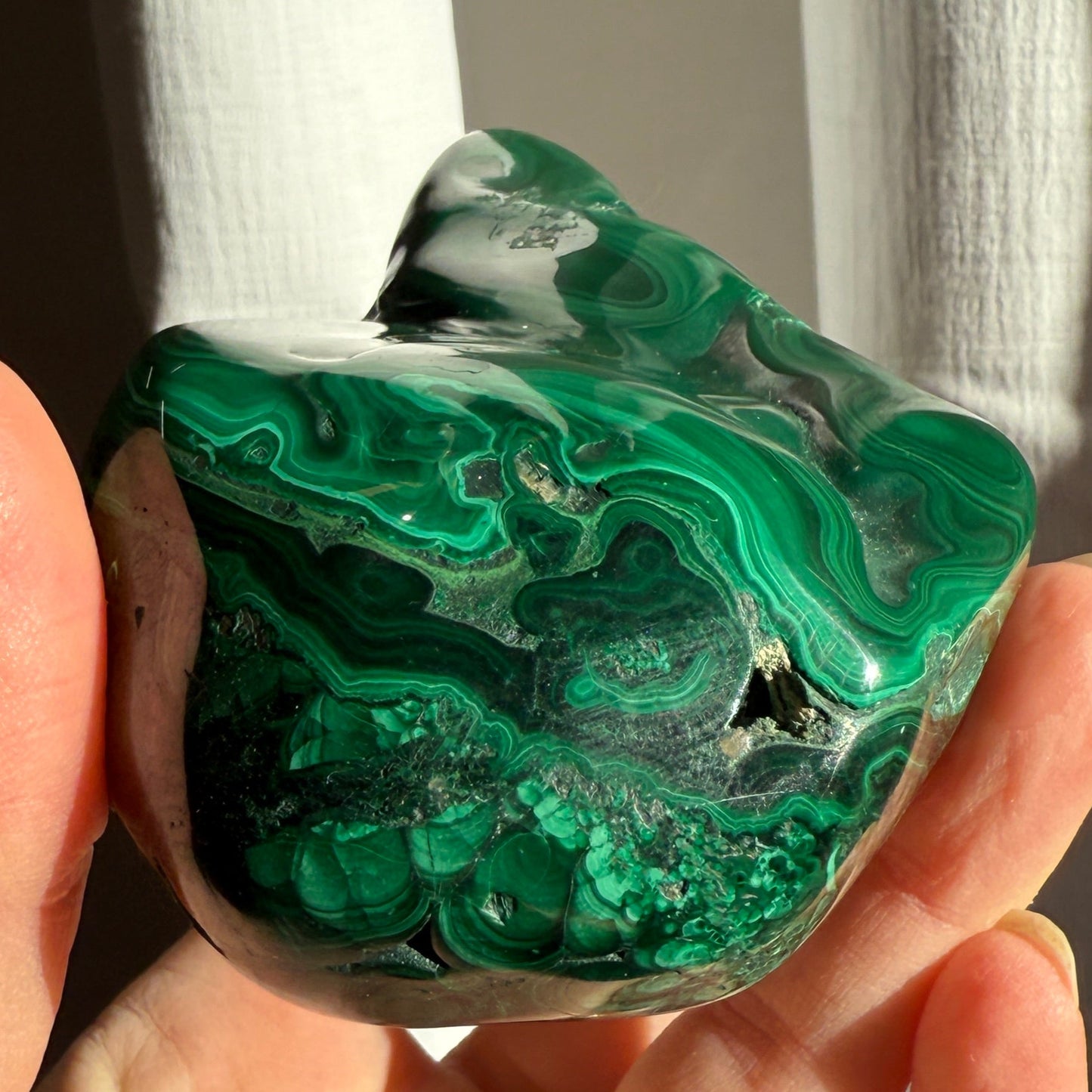 high grade malachite hand polished