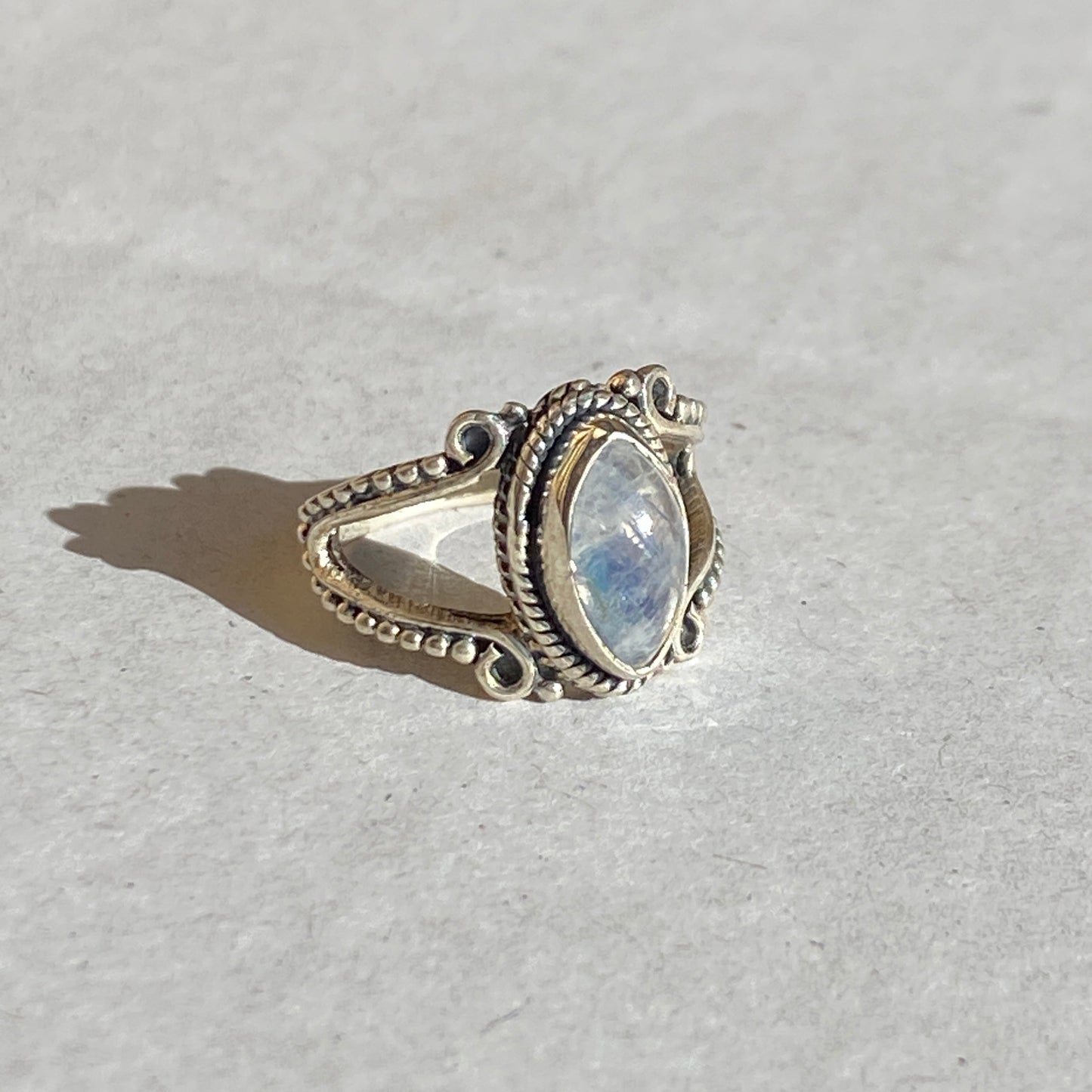 Sterling silver moonstone ring size US4