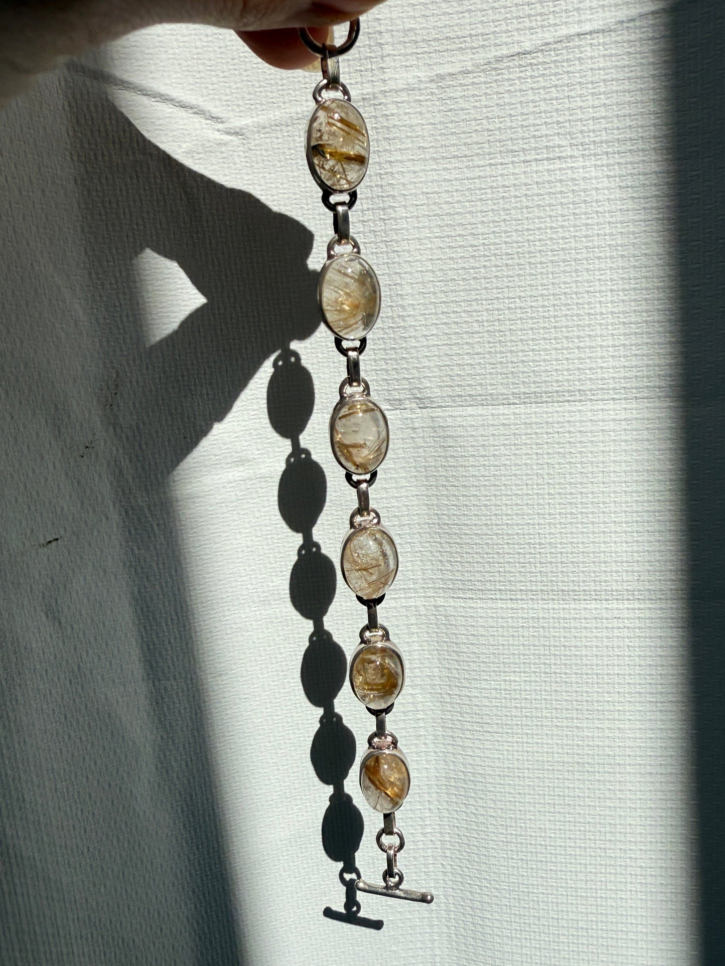 Rutilated Quartz sterling silver bracelet