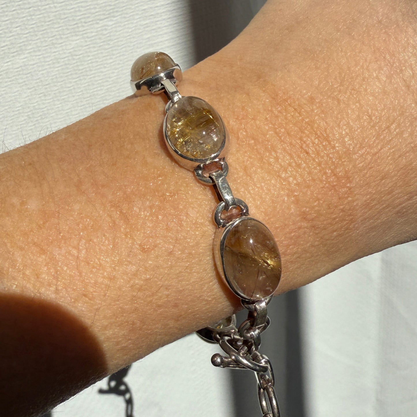 Rutilated Quartz sterling silver bracelet