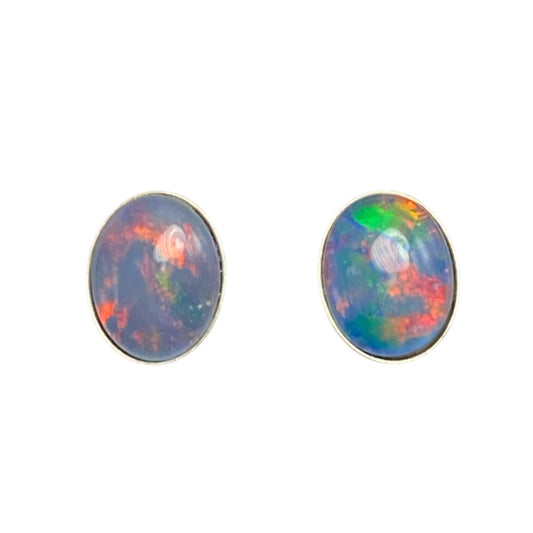 Australian opal 8x10mm sterling silver studs