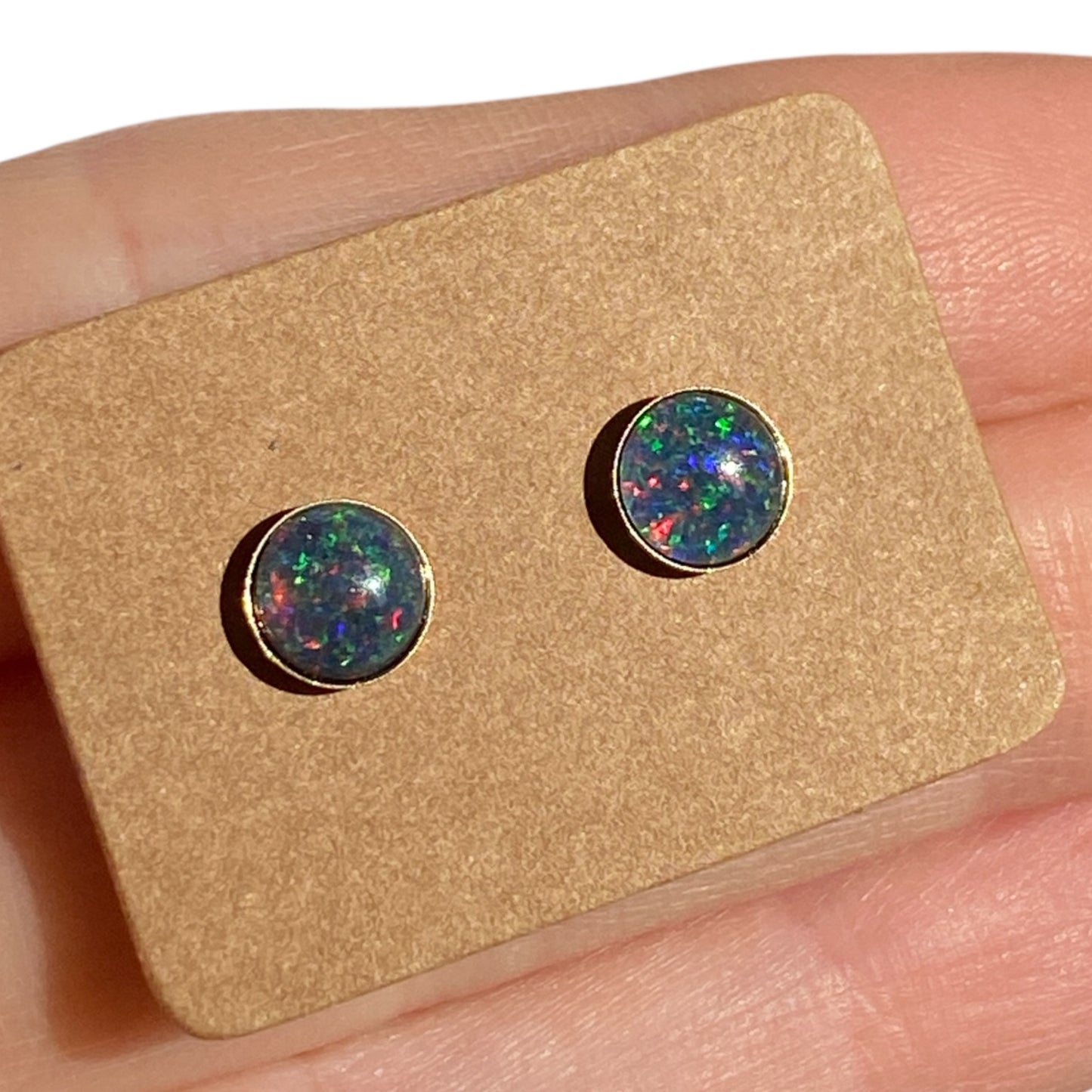 Australian opal 6mm sterling silver gold plated studs (Copy)