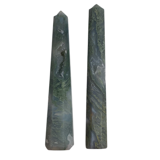 Moss agate tower x 2
