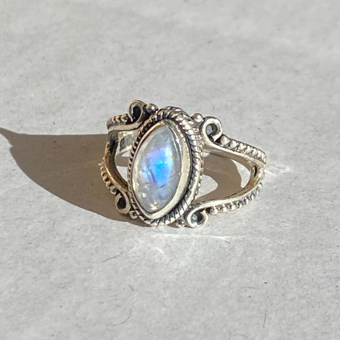 Sterling silver moonstone ring size US4