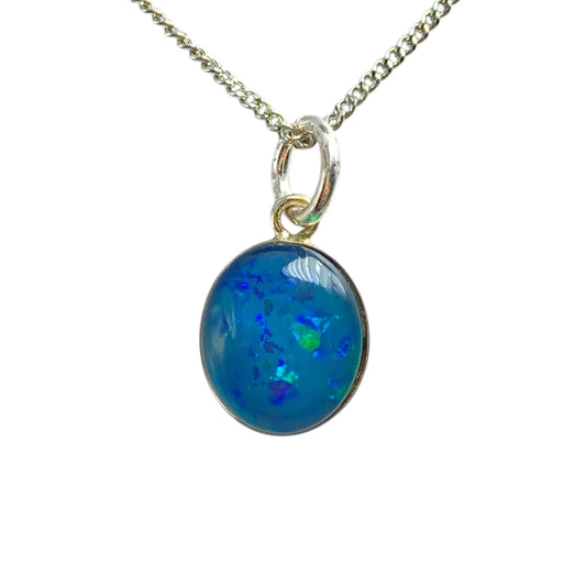 Australian Opal Pendant 10x 12mm triplet Blue