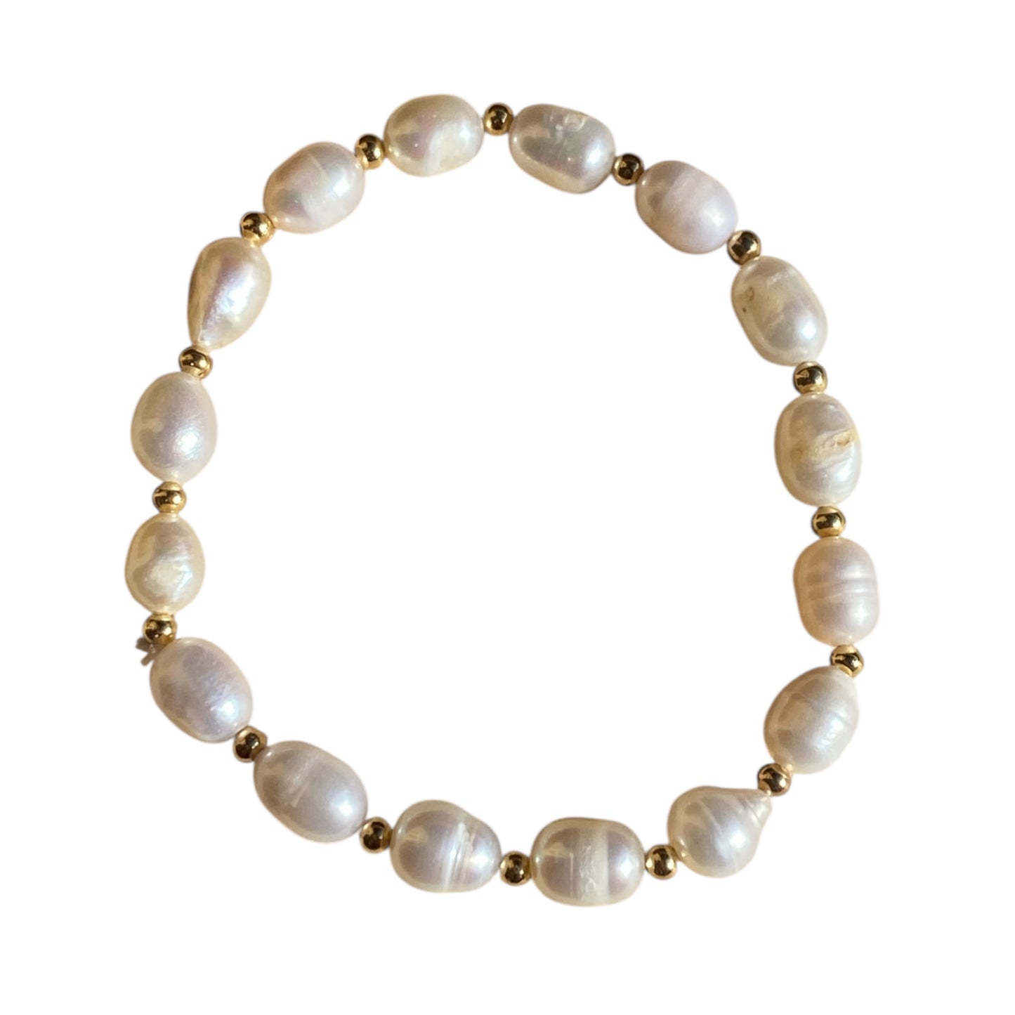 pearl bracelet with gold detail beads