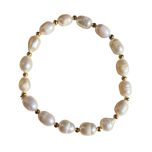 pearl bracelet with gold detail beads