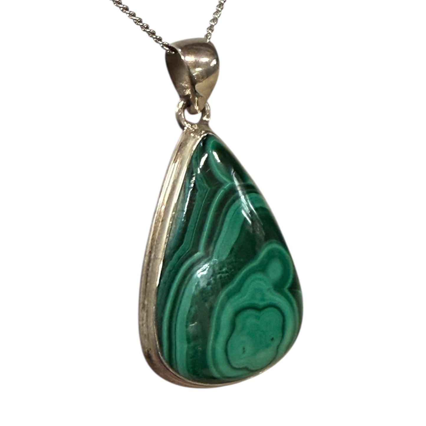 Malachite and Chrysocolla Sterling silver pendant