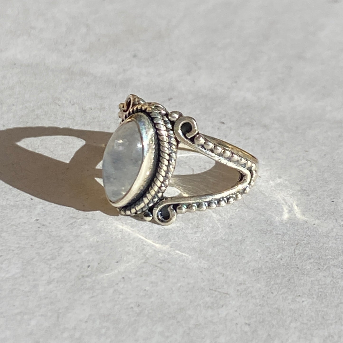 Sterling silver moonstone ring size US4