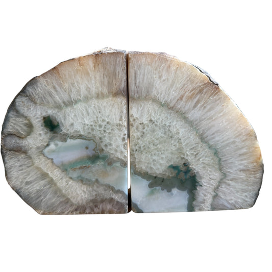 Green agate bookends large