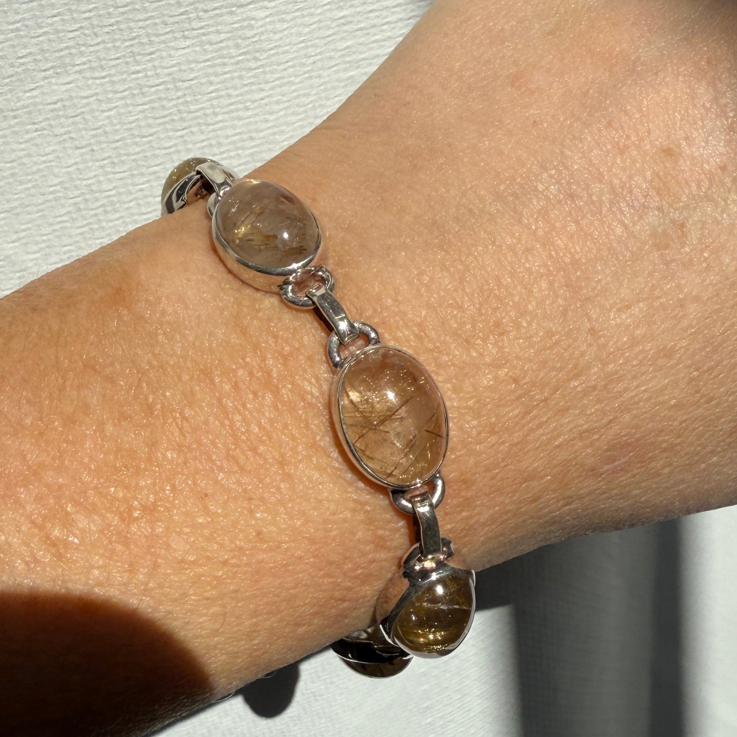 Rutilated Quartz sterling silver bracelet