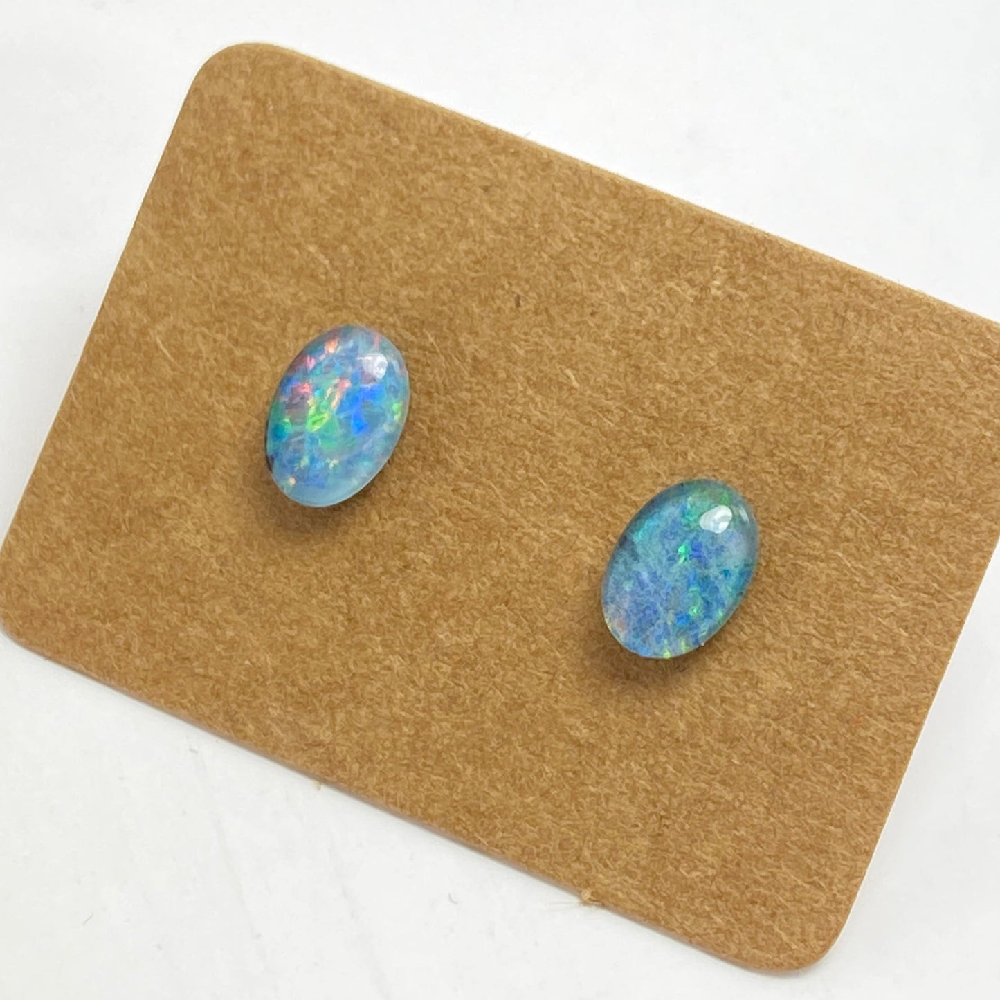 7x5mm Australian opal studs stainless steel backings