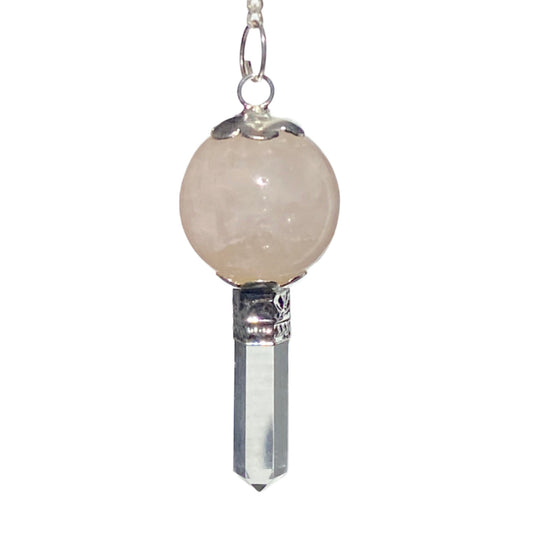 Rose Quartz pendulum with quartz point