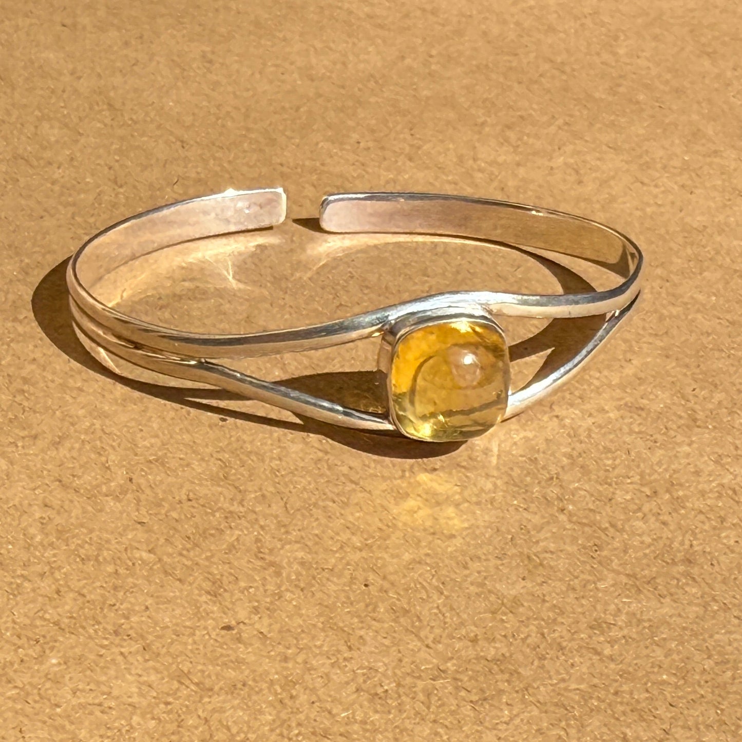 Amber sterling silver bangle
