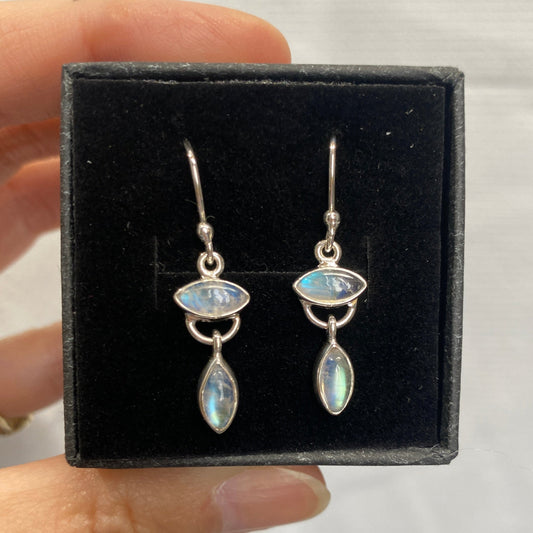 Moonstone silver drop earrings