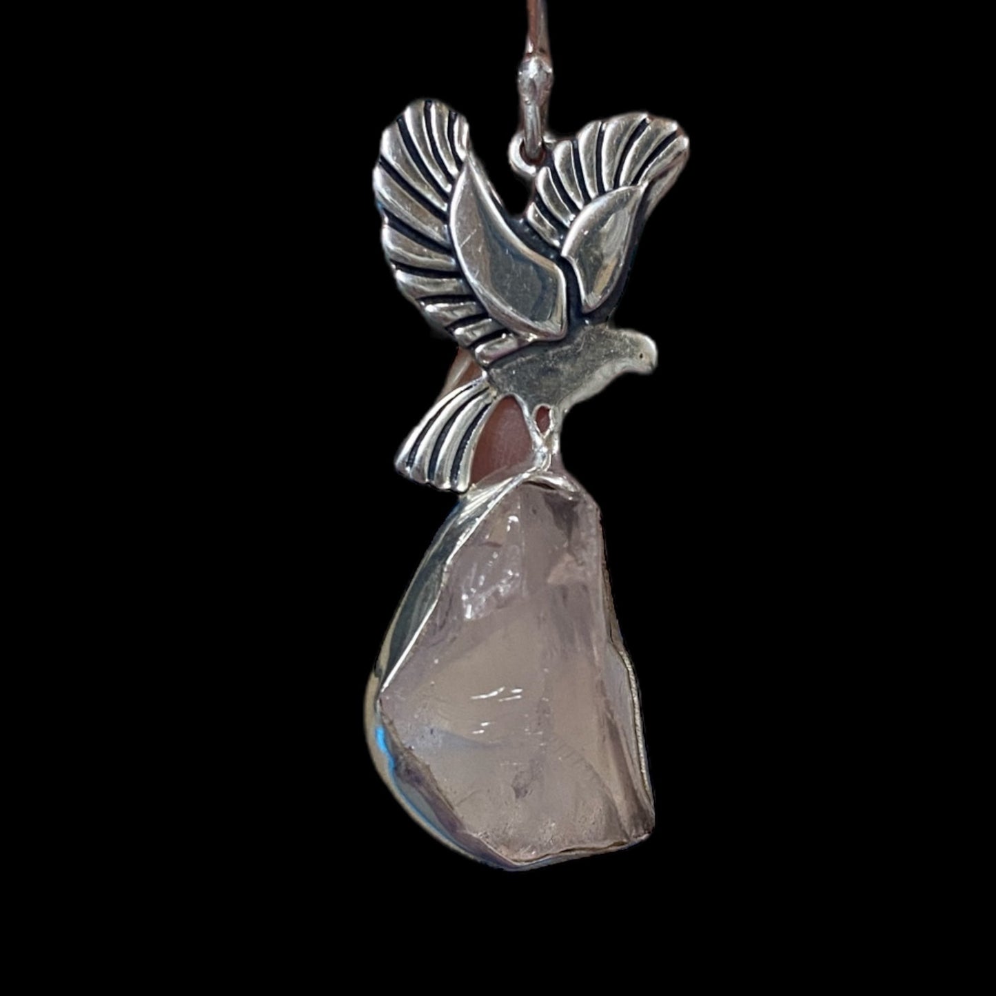 Rose quartz Sterling silver birdy earrings