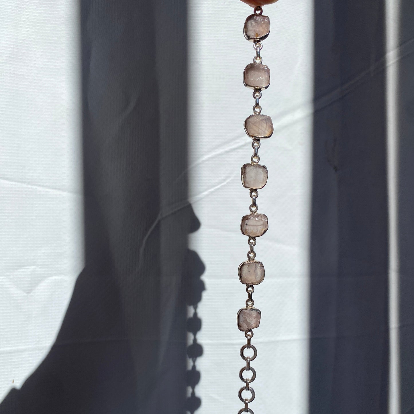 Rose quartz sterling silver bracelet