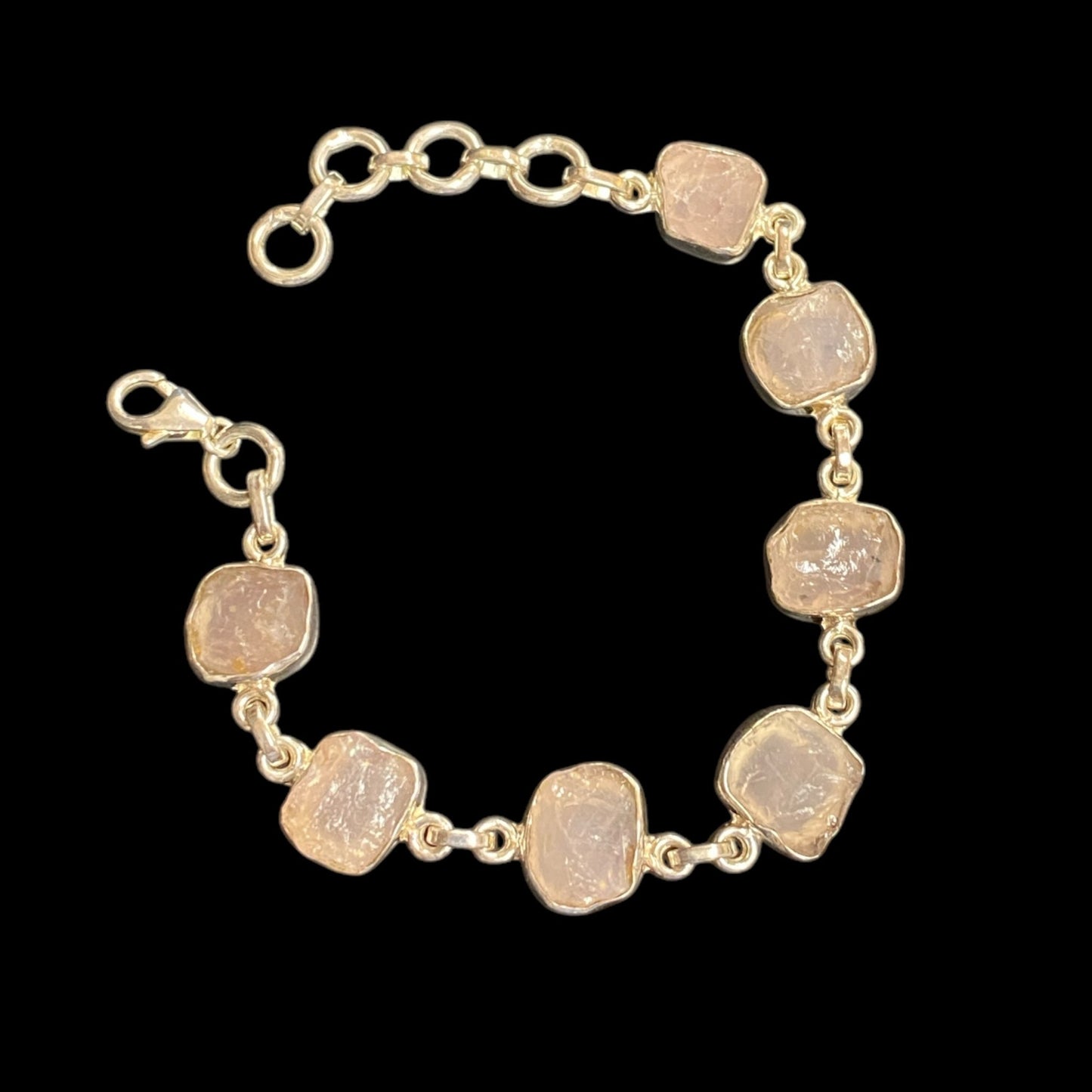 Rose quartz sterling silver bracelet