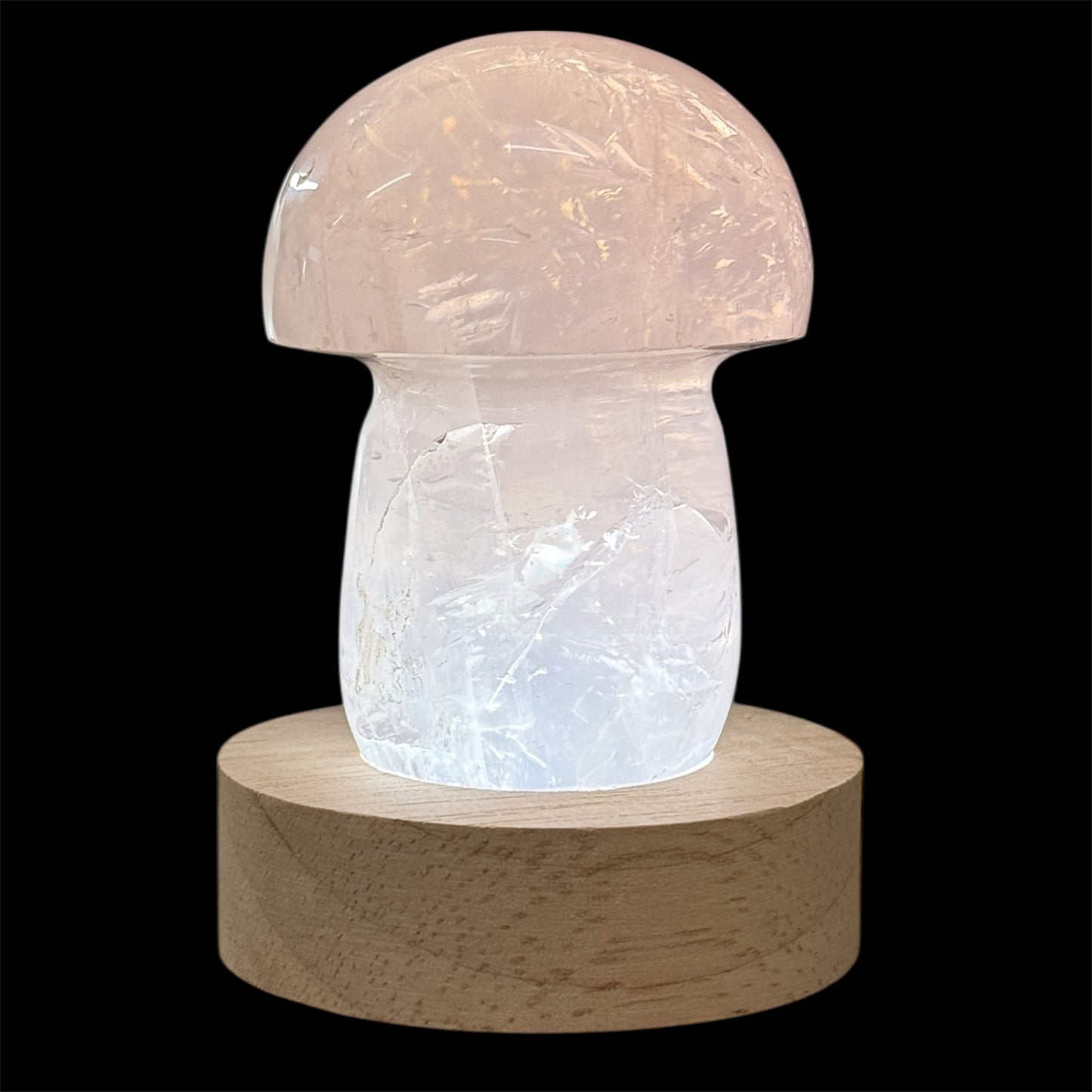 Rose quartz mushroom light