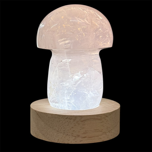 Rose quartz mushroom light